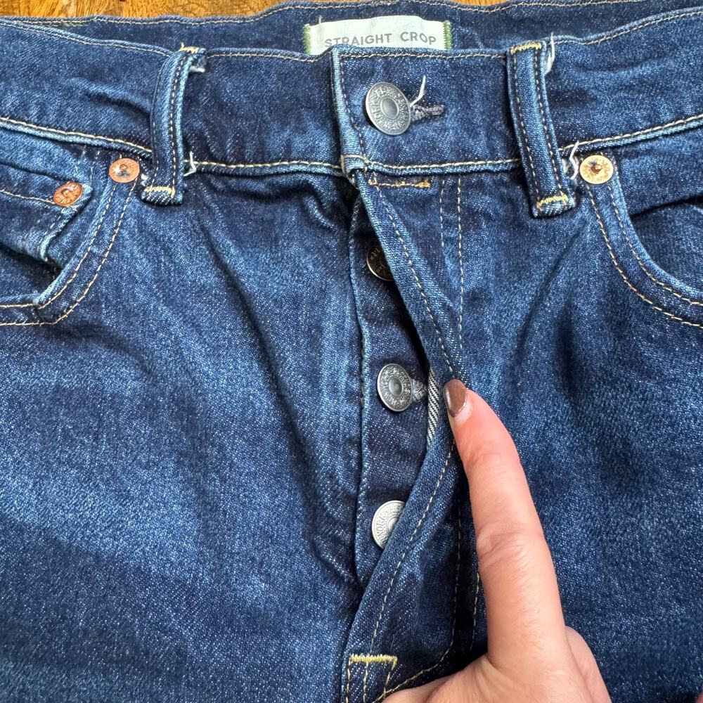 American Eagle Premium Ae77 Denim Straight Crop Ankle Button Fly Jeans Sz 10 - Picture 9 of 9